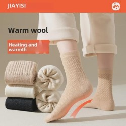 Women's Winter Wool Socks Mid-Calf Thick Knit Socks Cozy Floor Socks