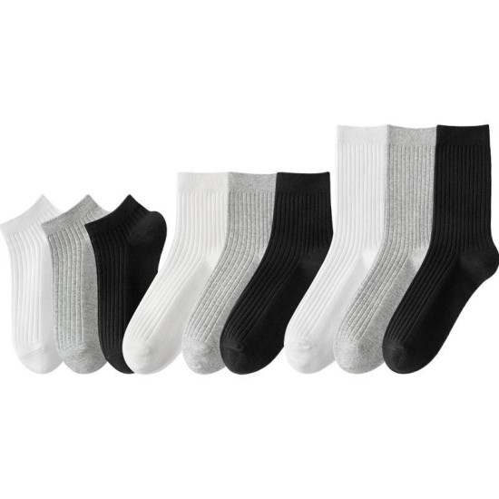 Men's Cotton Crew Socks for Fall & Winter - Moisture-Wicking, Casual & Dress Styles in Black, White & Grey
