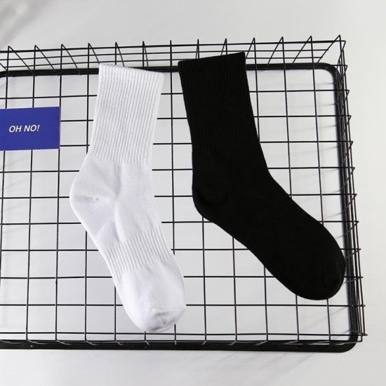 Unisex Sports Socks Mid-Crew Black White Grey Combed Cotton Soft Winter Socks