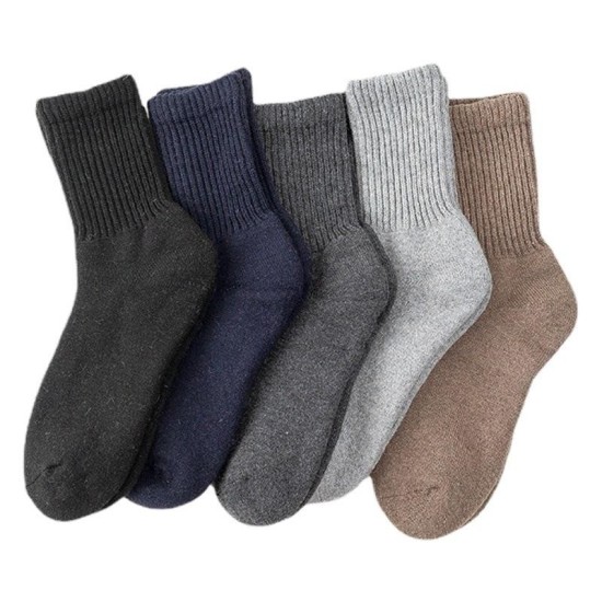 Men's Winter Socks Mid-Calf Wool Blend Thermal Fleece Lined Thick Warm Crew Socks