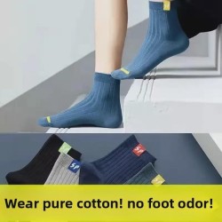 Men's Mid-Calf Socks - Breathable Cotton Dress Socks for Business & Casual Wear