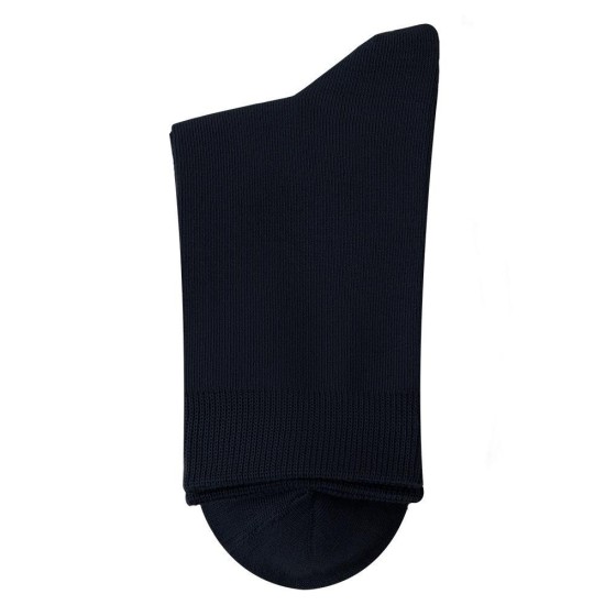 Men's Cotton Socks 98% Cotton Mid-Calf Dress Socks, Black Solid Color for Business Casual, All-Season Long Socks
