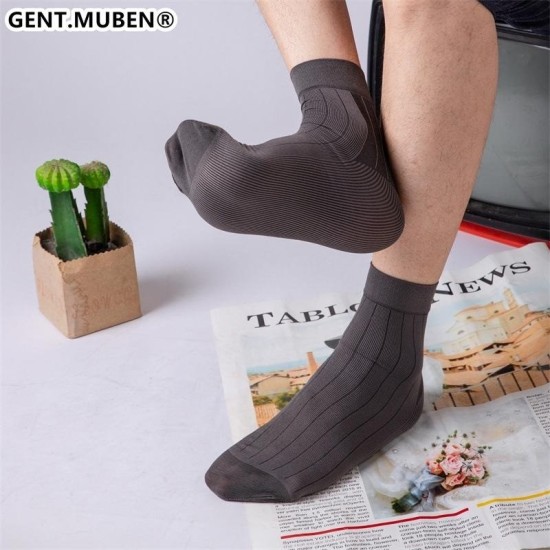 Men's Business Socks - Silk Cotton Dress Socks for Daily Wear, Breathable & Comfortable Short Ankle Socks