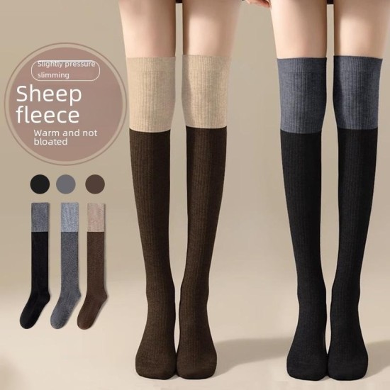 Extra Warm Wool Knee-High Socks | Thick Fleece-Lined, Non-Slip, Long Over-Knee Winter Socks