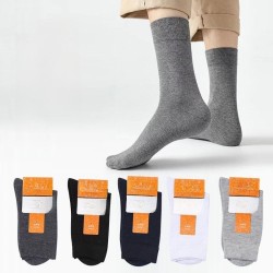 Men's Cotton Socks Mid-Calf Black High Top Dress Casual Socks for Fall Winter