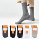 Men's Cotton Socks Mid-Calf Black High Top Dress Casual Socks for Fall Winter