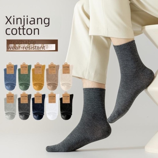 No-Slip Crew Socks for Men - 168 Needle Knit Cotton Retro Athletic Socks