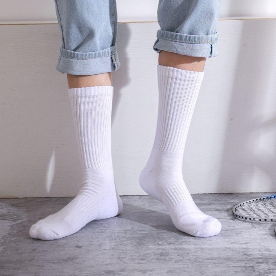 Thick Terry Cushion Athletic Socks | High Cotton Mid-Calf Basketball Socks for Men & Women | Breathable & Warm for