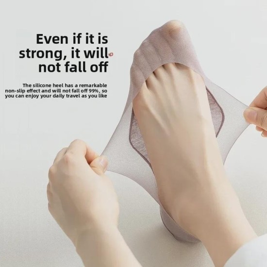 Invisible Silicone Grip Socks for Women - Anti-Slip No-Show Liner Socks for Flats & Heels