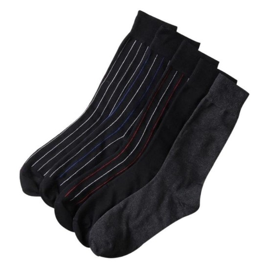 Men's Formal Silk Cotton Socks | Wide Stripe Business Dress Socks for Suits