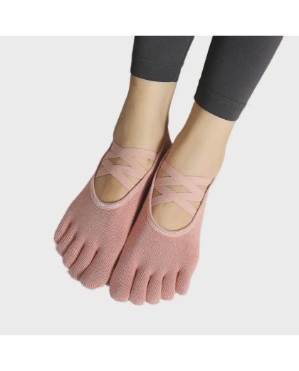 Non-Slip Yoga Socks with Cross Straps & Toe Separators for Women | Indoor Dance & Fitness Grip Socks