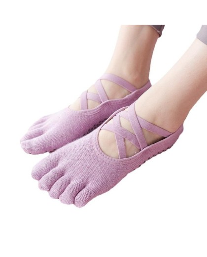 Non-Slip Pilates Socks with Toe Separators | Breathable Cotton Grip Socks for Yoga & Fitness
