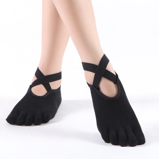 Non-Slip Yoga Socks with Toe Separation & Ankle Straps for Pilates and Indoor Fitness
