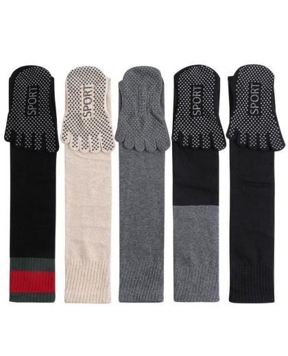 Non-Slip Over Knee Yoga Socks with Toe Separators - Long Compression Socks for Pilates, Fitness & Professional Workouts