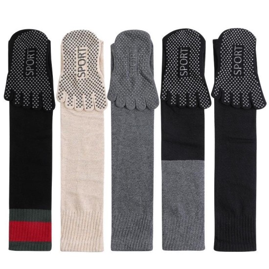Non-Slip Over Knee Yoga Socks with Toe Separators - Long Compression Socks for Pilates, Fitness & Professional Workouts