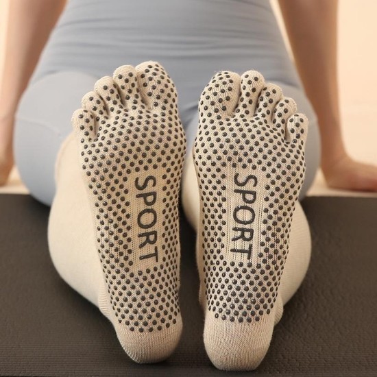 Non-Slip Over Knee Yoga Socks with Toe Separators - Long Compression Socks for Pilates, Fitness & Professional Workouts