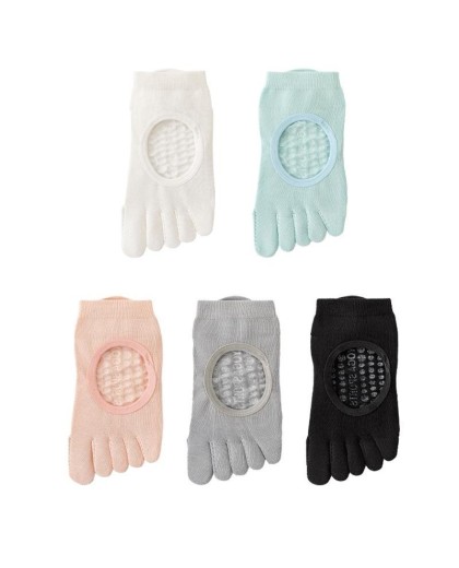 Non-Slip Pilates Socks with Toe Separation | Silicone Grip Yoga Socks for Women | Breathable Low-Cut Workout Socks