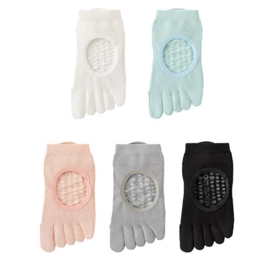 Non-Slip Pilates Socks with Toe Separation | Silicone Grip Yoga Socks for Women | Breathable Low-Cut Workout Socks